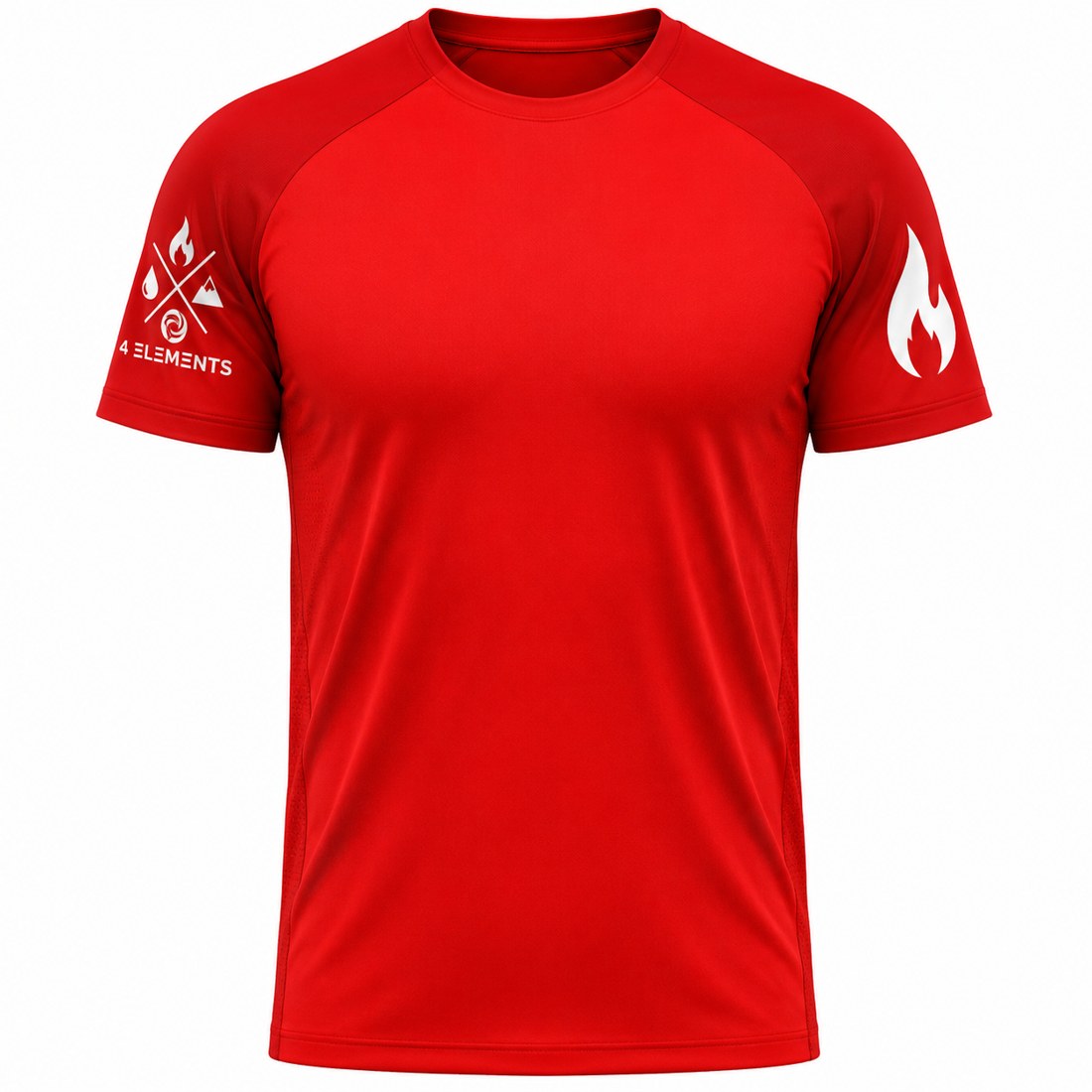 Fire emblem tee in red with flame on the sleeve
