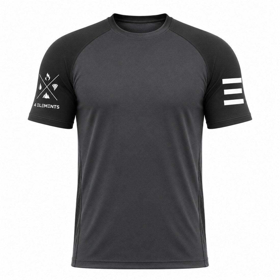 Wind tee in graphite with black sleeves